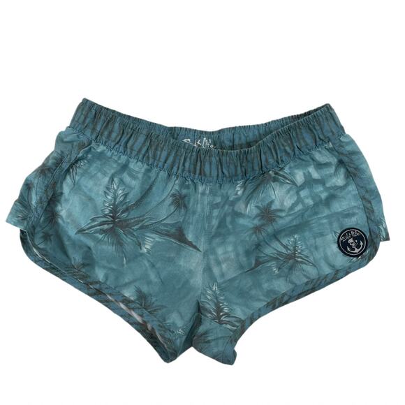 Salt Life Other - Salt Life Live Salty Women's Large Palm Tree Tropical Board Shorts Blue Swim